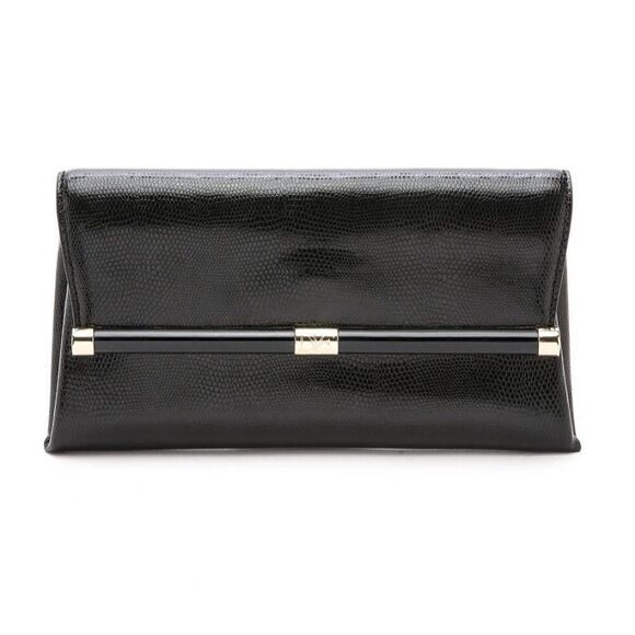 Diane von Furstenberg Envelope Clutch in Embossed Black Leather - Picture 1 of 6